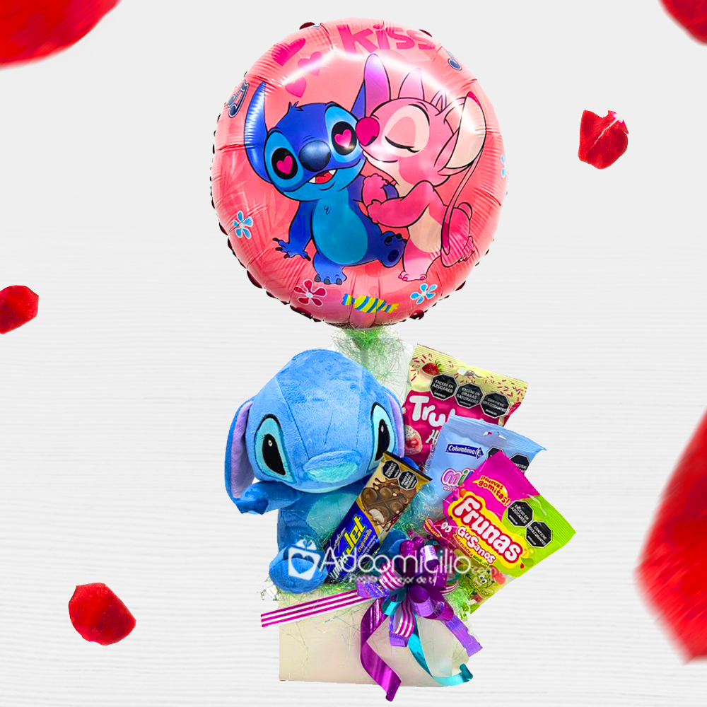 Ancheta Con Peluche De Stitch Para San Valentín A Domicilio En Cali Pedido Con Un Día De Anticipación
