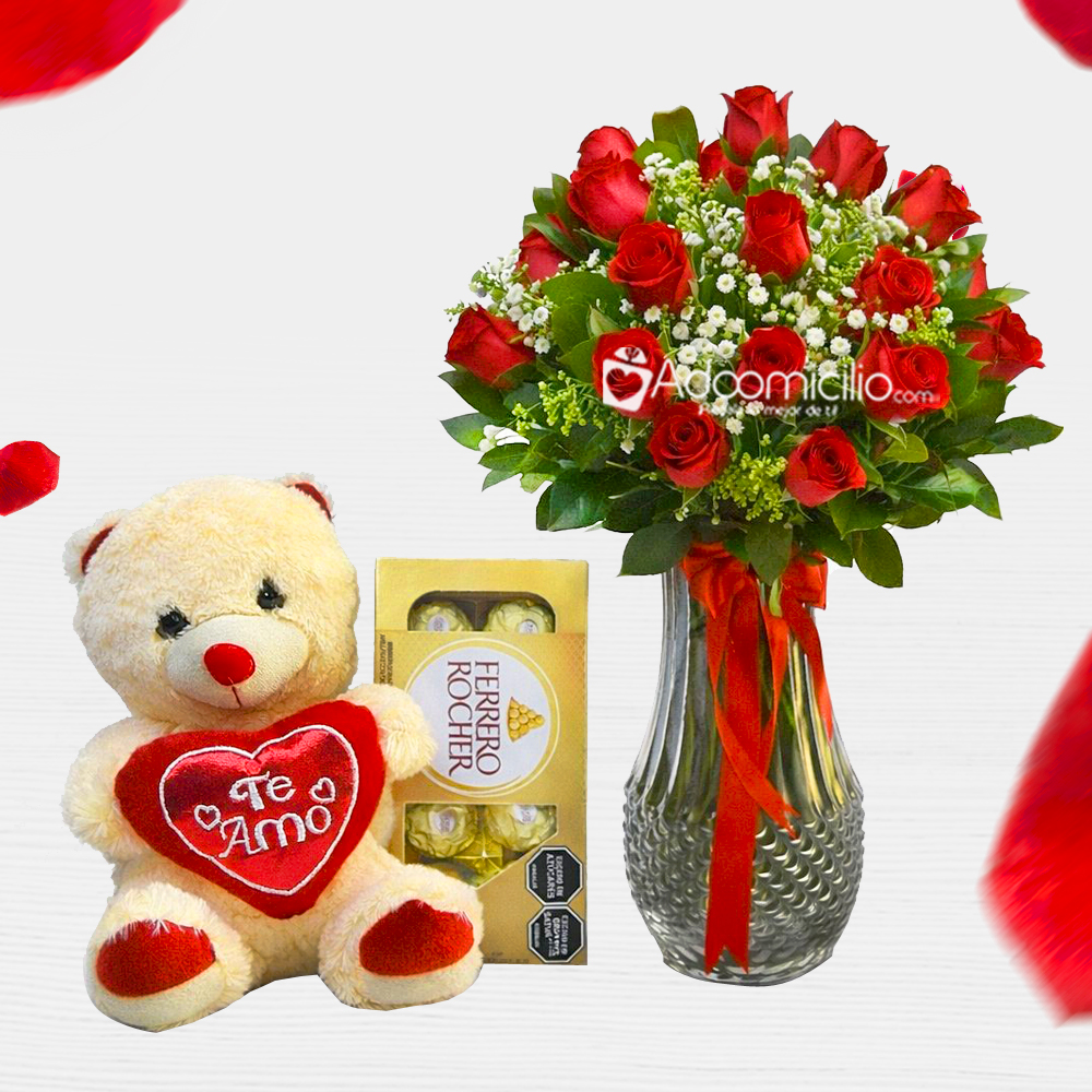 Rosas Con Peluche Y Chocolates Para San Valentín A Domicilio En Medellín 