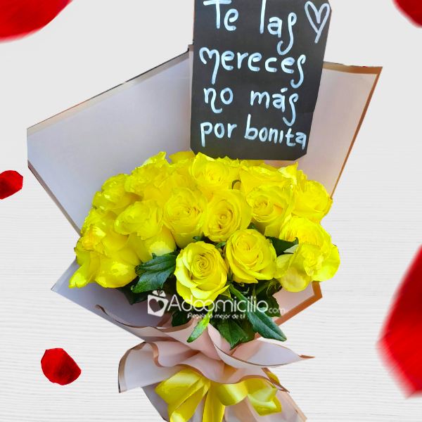 Bouquet De Rosas Amarillas Para Amor Y Amistad A Domicilio En Cali 