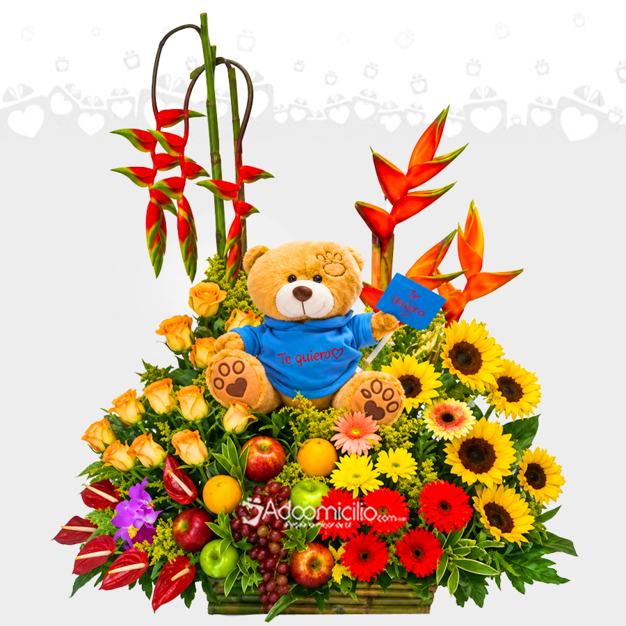 Arreglo Floral Con Peluche Y Frutas A Domicilio En Cali 