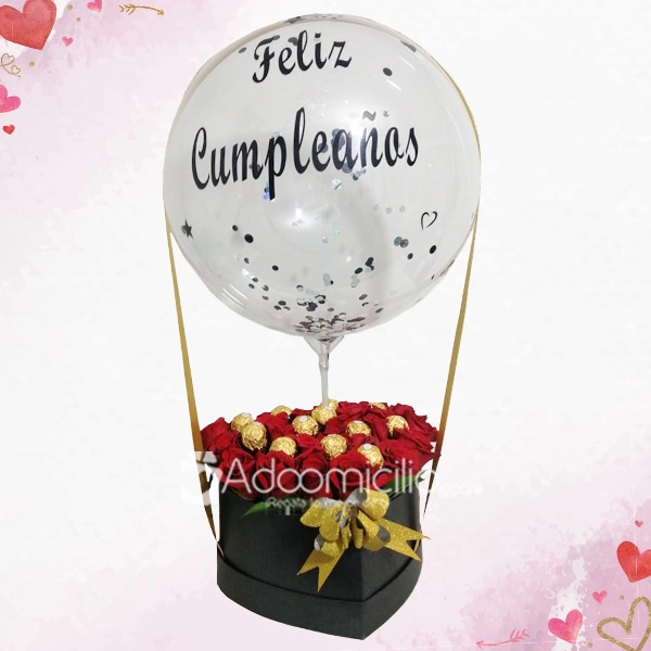 Caja de Rosas Corazón y Burbuja La Floresta A Domicilio Bogotá