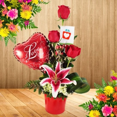 Flores y Regalos Amor y Amistad Popayan Arreglo con amor X 3