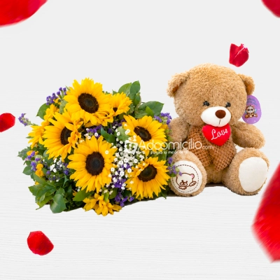Peluche Y Girasoles Para Amor Y Amistad A Domicilio En Bucaramanga Pedido Con Un Día De Anticipación 
