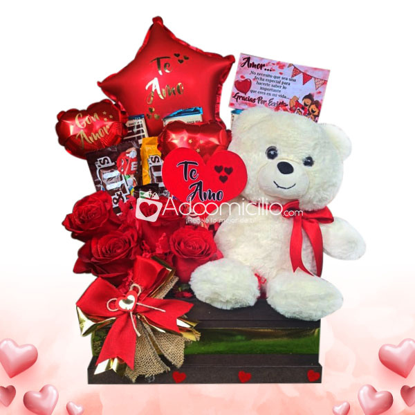 Ancheta Grande Con Chocolates y Flores Regalos San Valentin a Domicilio en Medellin 