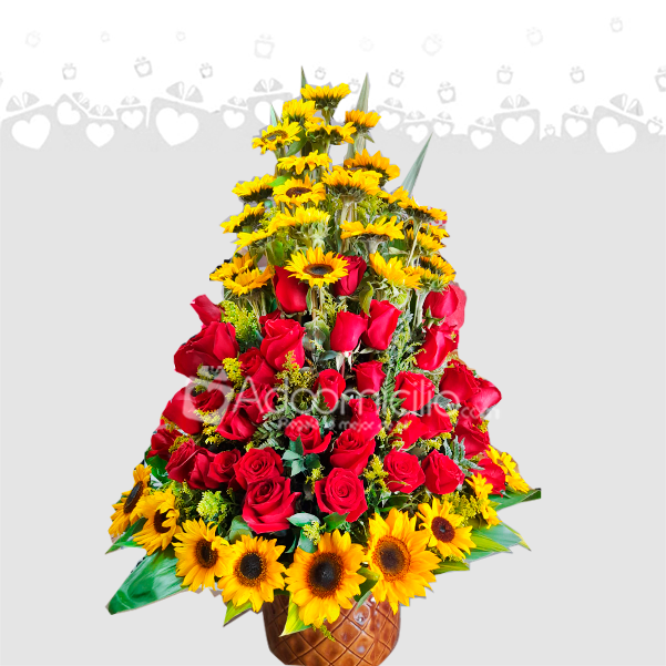  Arreglos florales Cali Arbolito de girasoles y rosas