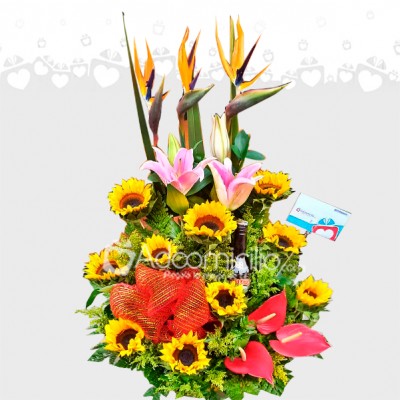 Arreglo Floral Con Girasoles Y Baileys A Domicilio En Cali 