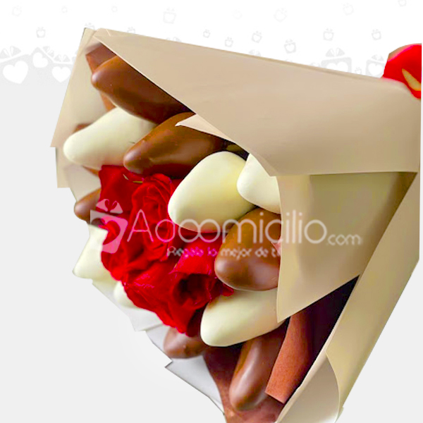 Bouquet De Fresas Con Chocolate Y Rosas Para Mujer A Domicilio En Armenia 