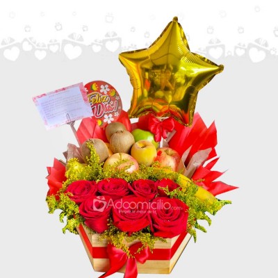 Regalo Con Rosas Y Frutas Para Amor Y Amistad A Domicilio En Cali 