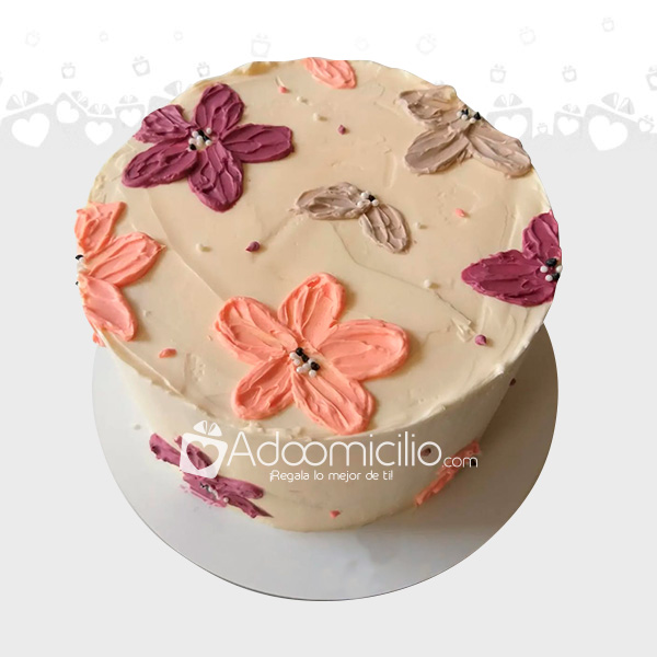 Torta  de crema Flores para Mujer 10 a12 Porciones Domicilio en Mexico 