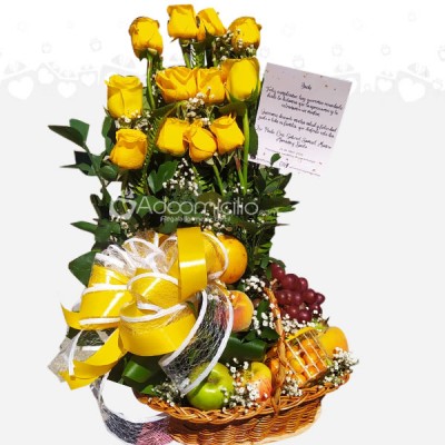 Arreglo de Frutas y Flores para Regalar  a domicilio en Bucaramanga 