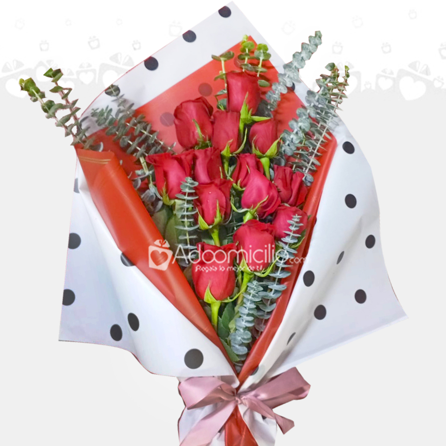 Bouquet  X 12 rosas rojas  Regalo de san Valentín para Mujer 